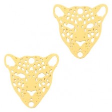 Metal Bohemian intermediate piece Leopard 15mm Gold